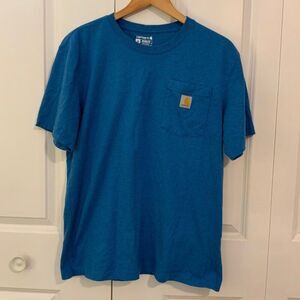 Carhartt Men’s Blue Relaxed Fit Logo Pocket T Shirt Medium